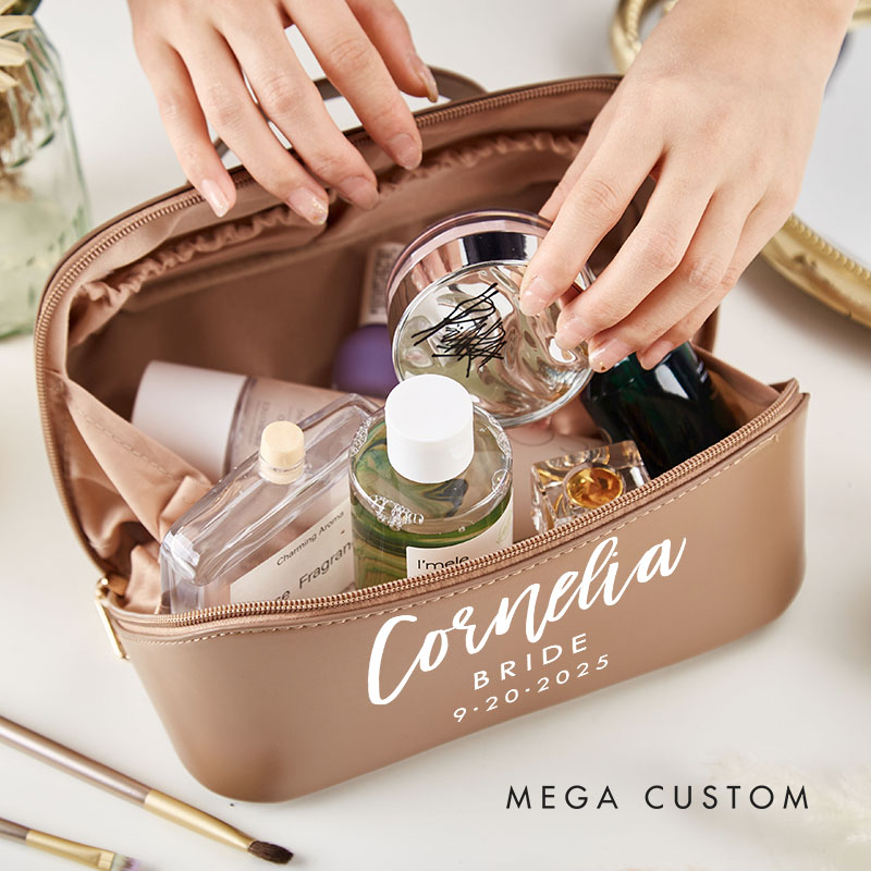 Personalized Bridesmaid Boho Name Makeup Bag Bride Wedding Cosmetic Bag Maid of Honor Toiletry Pouch Bachelorette Party Favor Bridal Shower Gift