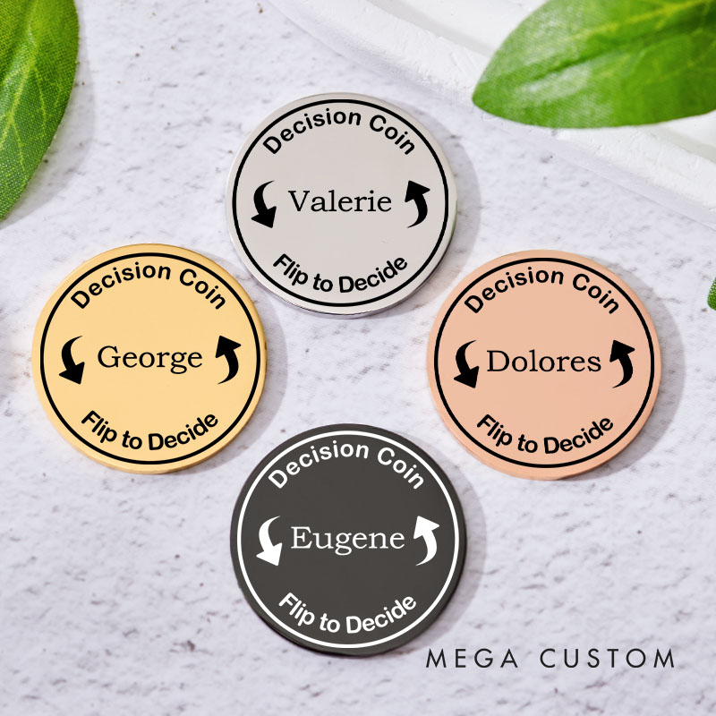 Personalized Couple Name Decision Coin Custom Newlyweds Flip to Decide Coin Valentine's Day Gift for Boyfriend Girlfriend Husband Wife Decision Coin