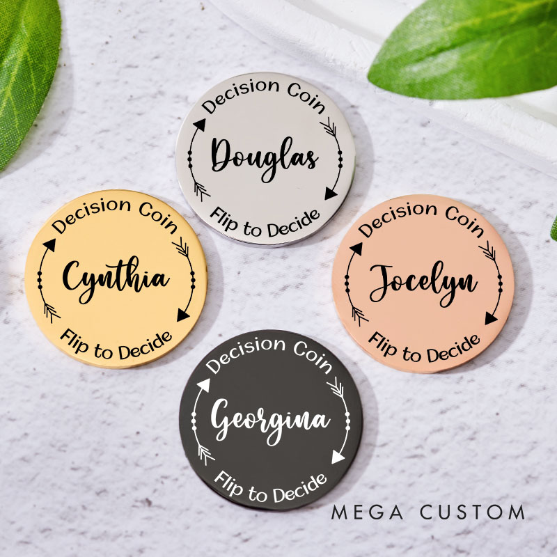 Personalized Couple Name with Arrow Decision Coin Custom Newlyweds Flip to Decide Coin Valentine's Day Gift for Boyfriend Girlfriend Husband Wife