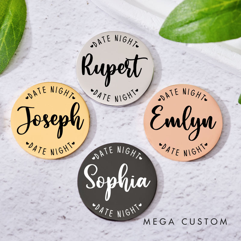 Personalized Couple Name Decision Coin Newlyweds Date Night Flip to Decide Coin with Heart Valentine's Day Gift for Boyfriend Girlfriend Husband Wife