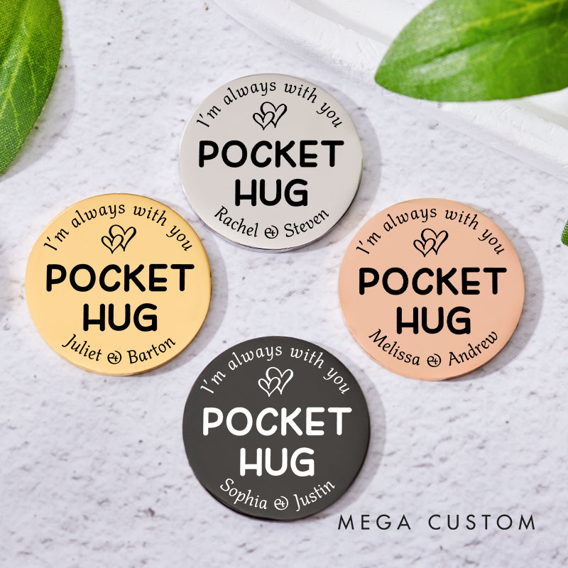 Personalized Couple Pocket Hug Decision Coin Newlyweds I’m Always with You with Heart Coin Valentine's Day Gift for Boyfriend Girlfriend Husband Wife