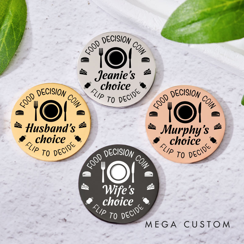 Personalized Couple Food Decision Coin with Name Newlyweds Whose Choice Flip to Decide Coin Valentine's Day Gift for Boyfriend Girlfriend Husband Wife