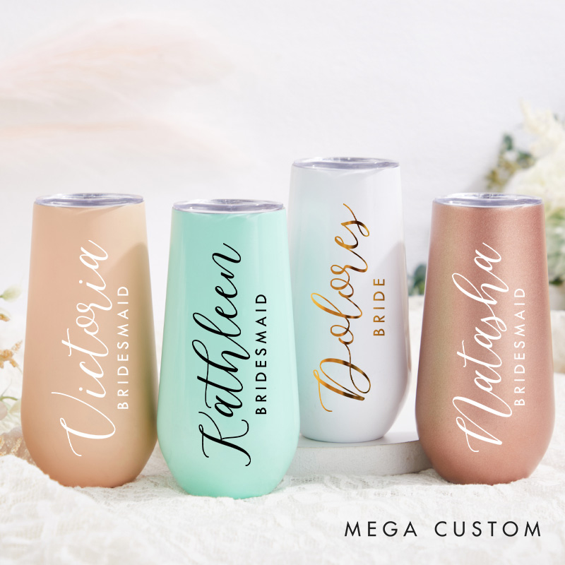 Personalized Graceful Bridesmaid Name Champagne Tumbler Custom Bride Champagne Tumbler Maid of Honor Bachelorette Party Favors Bridal Shower Gift