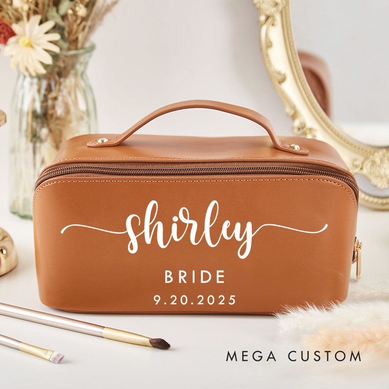 Personalized Bridesmaid Elegant Name Makeup Bag Bride Wedding Cosmetic Bag Maid of Honor Toiletry Pouch Bachelorette Party Favor Bridal Shower Gift