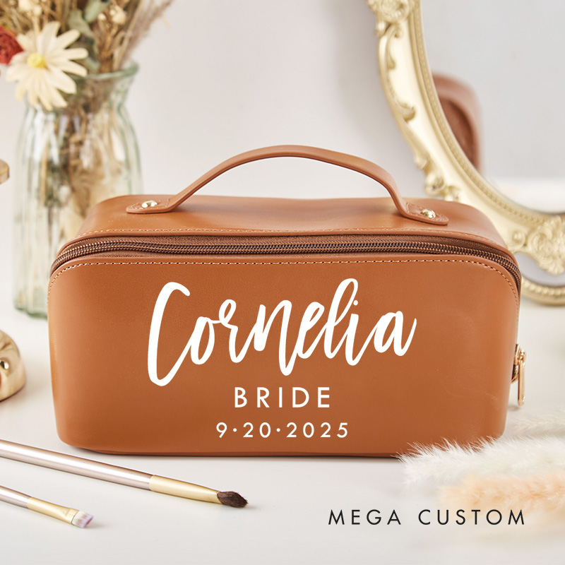 Personalized Bridesmaid Boho Name Makeup Bag Bride Wedding Cosmetic Bag Maid of Honor Toiletry Pouch Bachelorette Party Favor Bridal Shower Gift