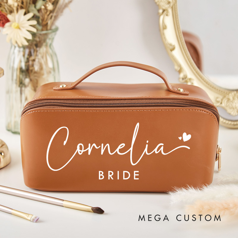 Personalized Bridesmaid Graceful Name Makeup Bag Bride Wedding Cosmetic Bag Maid of Honor Toiletry Pouch Bachelorette Party Favor Bridal Shower Gift