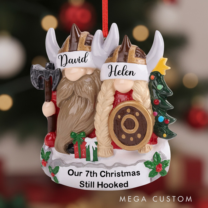Personalized Couple Viking Gnome Resin Christmas Ornament Custom Newlyweds Married Ornament Our First Christmas Ornament Scandinavian Holiday Decor