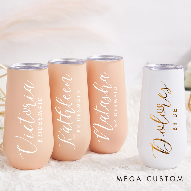 Personalized Graceful Bridesmaid Name Champagne Tumbler Custom Bride Champagne Tumbler Maid of Honor Bachelorette Party Favors Bridal Shower Gift
