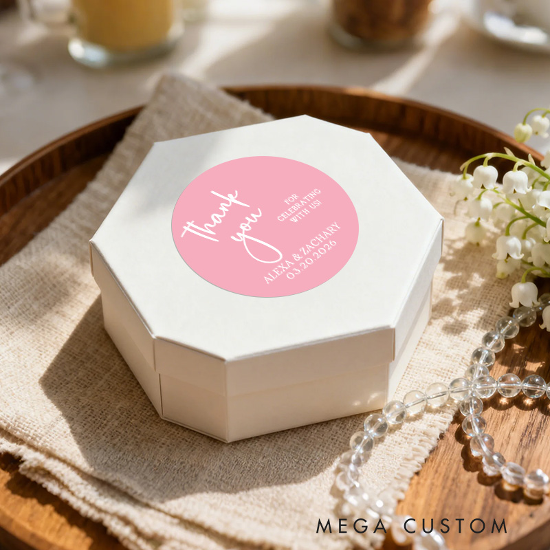 Personalized Couple Wedding Thank You 1.5" Stickers with Name Newlyweds Wedding Gift Bag Stickers Party Favors Label Candle Tags Bridal Shower Favors