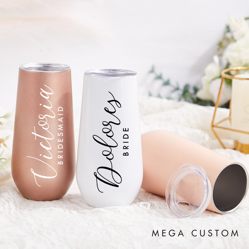 Personalized Graceful Bridesmaid Name Champagne Tumbler Custom Bride Champagne Tumbler Maid of Honor Bachelorette Party Favors Bridal Shower Gift