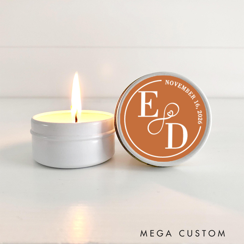 Personalized Couple Wedding Wreath 2" Stickers with Initials Newlyweds Thank You Stickers Party Favors Label Tags Candle Bridal Shower Favors