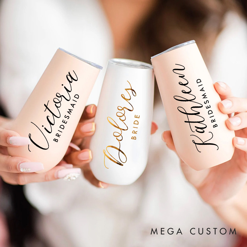 Personalized Graceful Bridesmaid Name Champagne Tumbler Custom Bride Champagne Tumbler Maid of Honor Bachelorette Party Favors Bridal Shower Gift