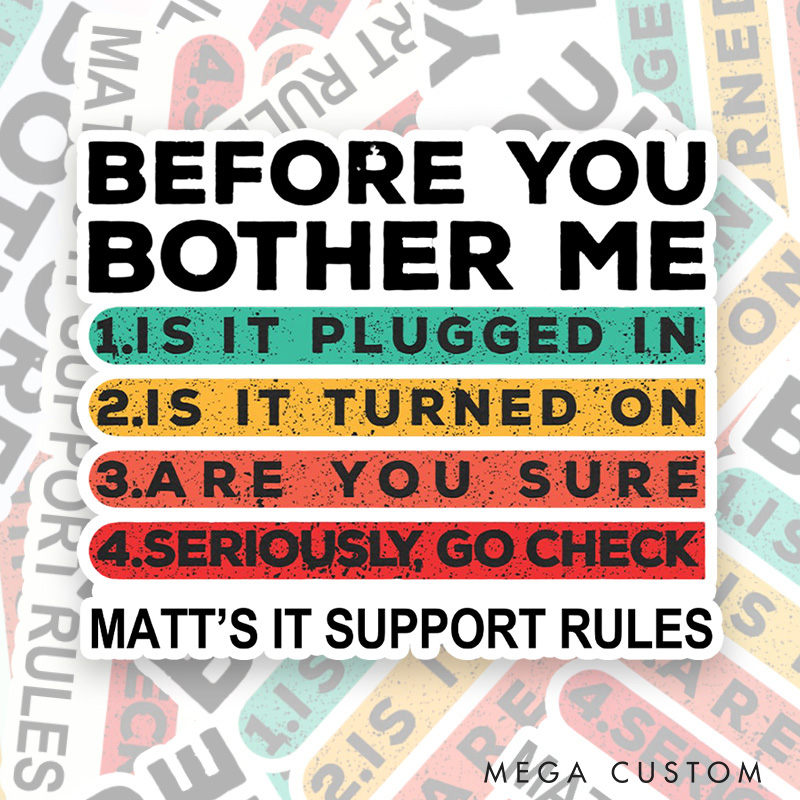 Personalized Tech Support Checklist Sticker Programmer Computer Technology lover Sticker Gift for Nerd Geek 