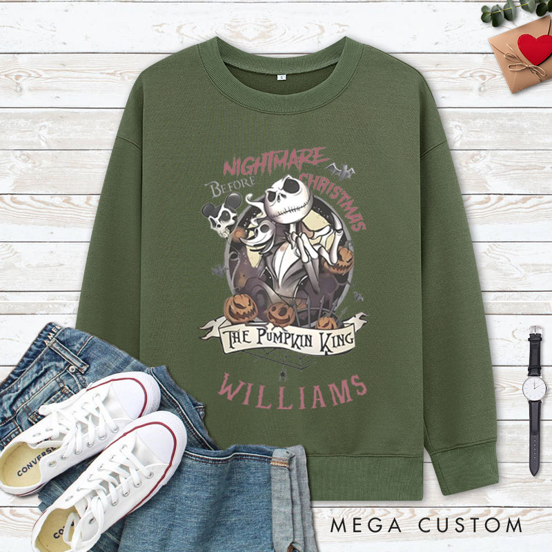 Personalized The Pumpkin King and Queen Halloween Couple Sweatshirt