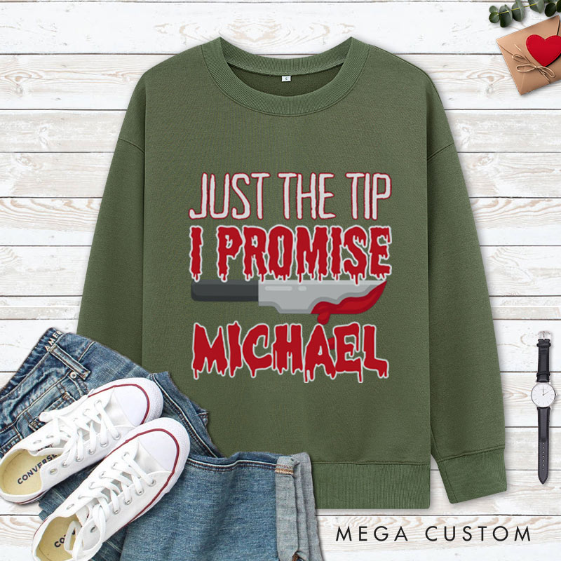 Personalized Just the Tip and Down to Smash Halloween Couple Sweatshirt