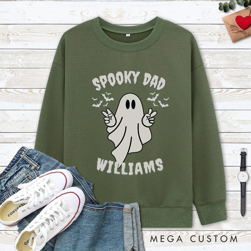 Personalized Spooky Dad and Spooky Mama Couple Ghost Halloween Couple Sweatshirt