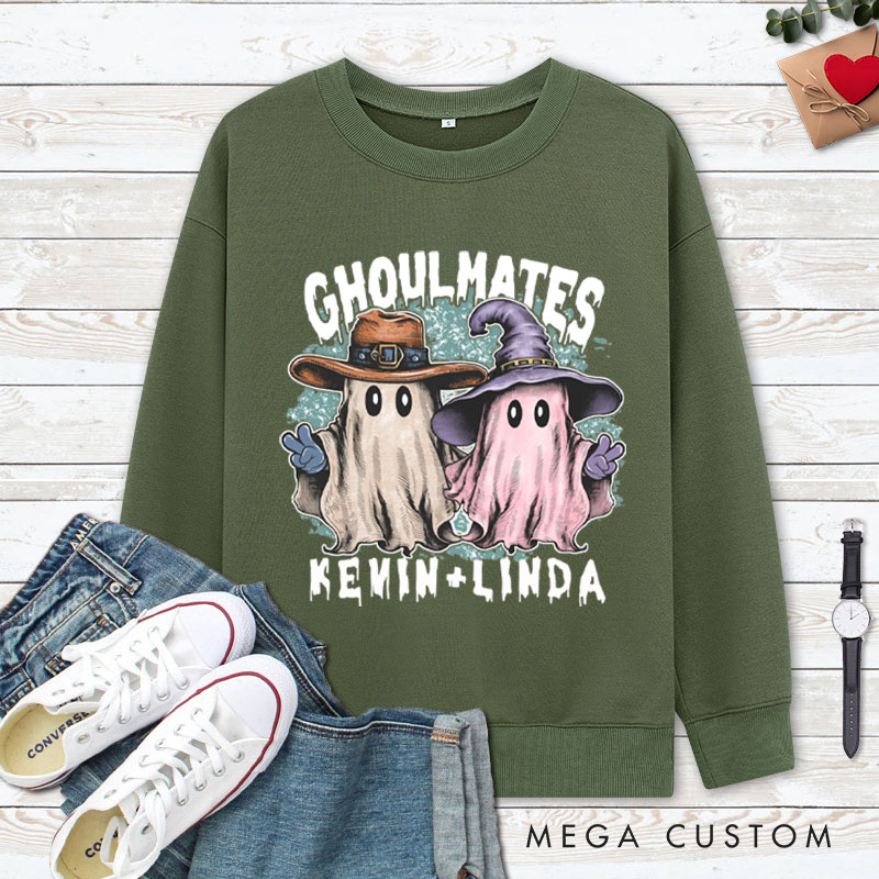 Personalized Ghoultmates Couple Ghost Halloween Couple Sweatshirt