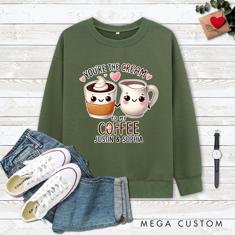 Personalized Couple You’re the Cream to My Coffee Matching Sweatshirt Couple Valentine's Day Sweatshirt for Husband Wife Boyfriend Girlfriend