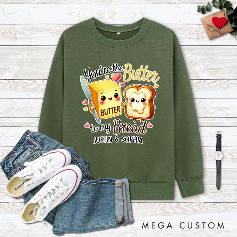 Personalized Couple You’re the Butter to My Bread Matching Sweatshirt Couple Valentine's Day Sweatshirt for Husband Wife Boyfriend Girlfriend