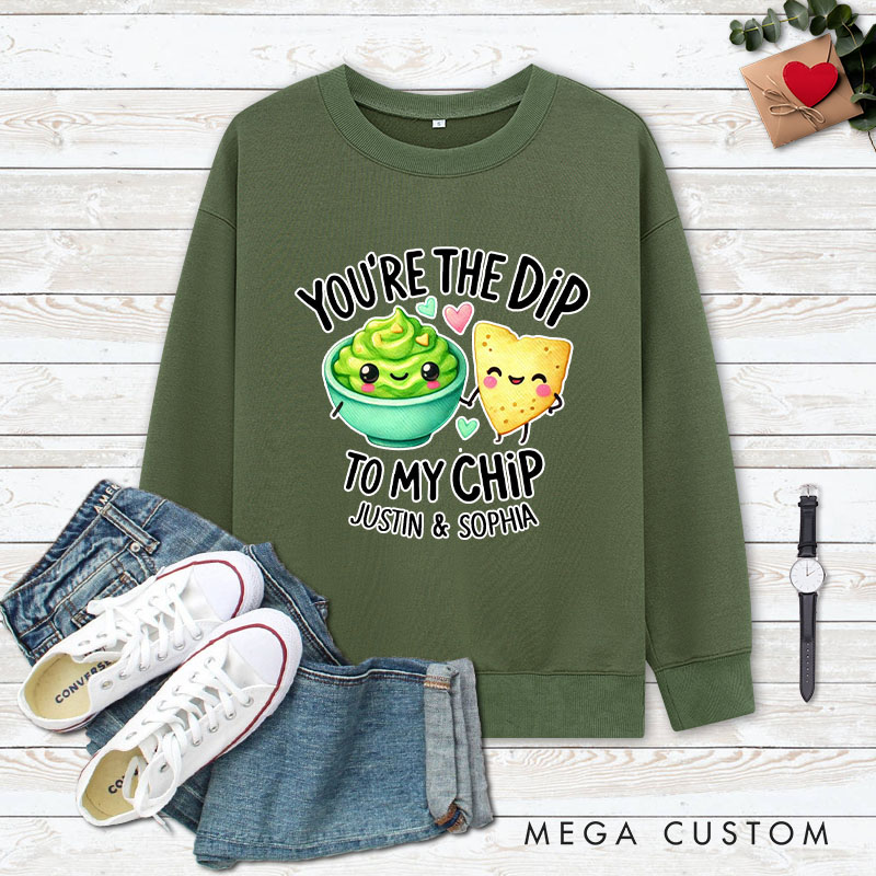 Personalized Couple You’re the Dip to My Chip Matching Sweatshirt Couple Valentine's Day Sweatshirt for Husband Wife Boyfriend Girlfriend