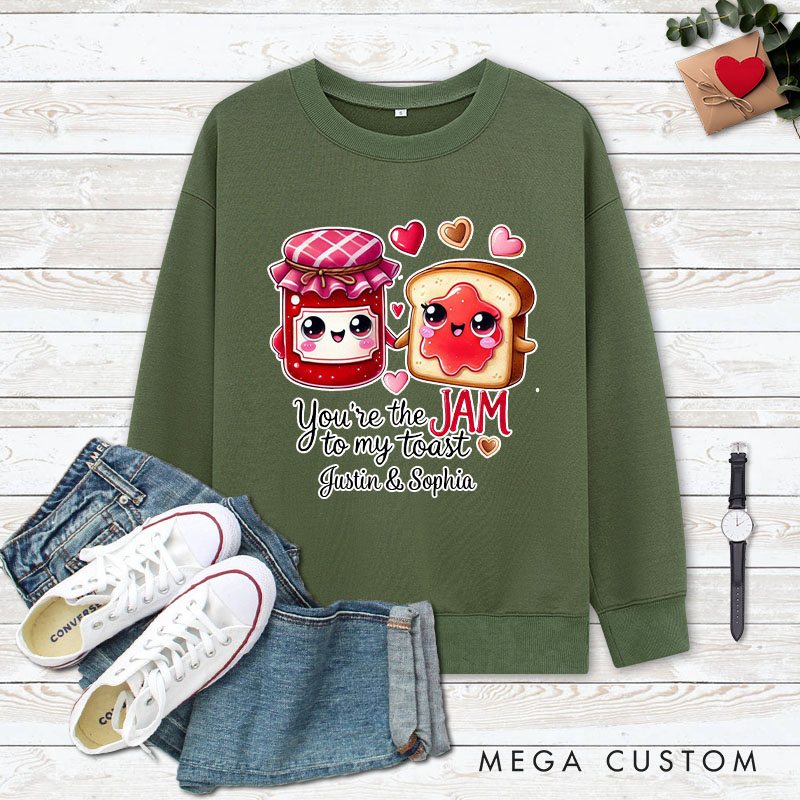Personalized Couple You’re the Jam to My Toast Matching Sweatshirt Couple Valentine's Day Sweatshirt for Husband Wife Boyfriend Girlfriend