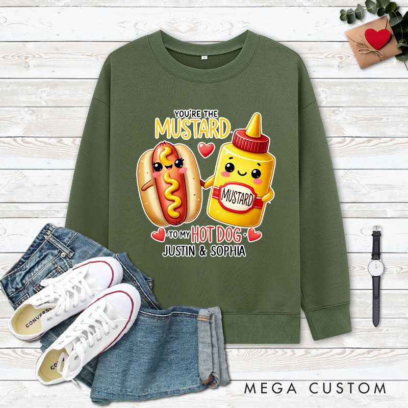 Personalized Couple You’re the Mustard to My Hot Dog Matching Sweatshirt Couple Valentine's Day Sweatshirt for Husband Wife Boyfriend Girlfriend