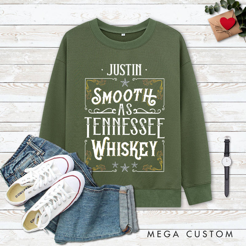 Personalized Couple Retro Smooth as Tennessee Whiskey Sweatshirt Sweet as Strawberry Wine Valentine's Day Sweatshirt for Husband Wife BF GF