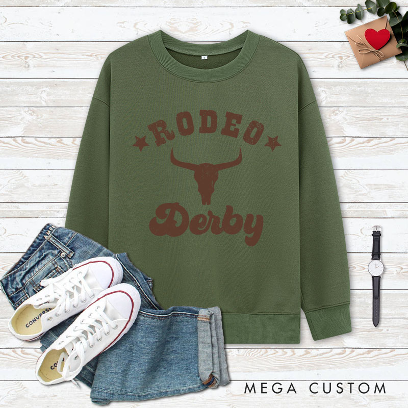 Personalized Couple Rodeo Bull Skull and Cowgirl Boot Matching Sweatshirt Couple Valentine’s Day Sweatshirt for Husband Wife Boyfriend Girlfriend