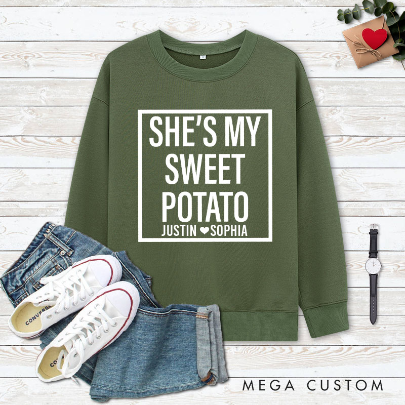 Personalized Couple She's My Sweet Potato and I Yam Matching Sweatshirt Couple Thanksgiving Sweatshirt for Husband Wife Boyfriend Girlfriend