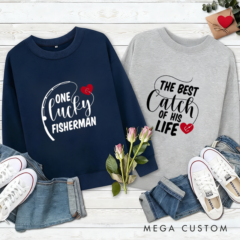 Personalized Fishing Sweatshirts Fishing Couples Sweatshirts Fishing Lover Couples Sweatshirts Husband Wife Matching Sweatshirts Matching Outfit for Fishing Lovers Perfect Gift for Couples