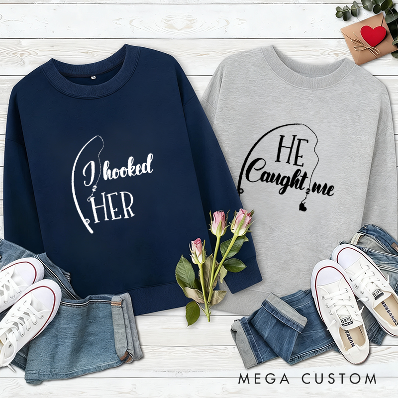 Personalized Couples Fishing Sweatshirts ishing Sweatshirts Couple Sweatshirts Matching Couple Sweatshirts Matching Gift for Fishing Lovers