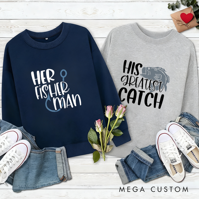 Personalized Funny Fishing Sweatshirt Couples Fishing Sweatshirts Fishing Matching Sweatshirts Matching Outfit for Fishing Lovers Perfect Gift for Couples Husband