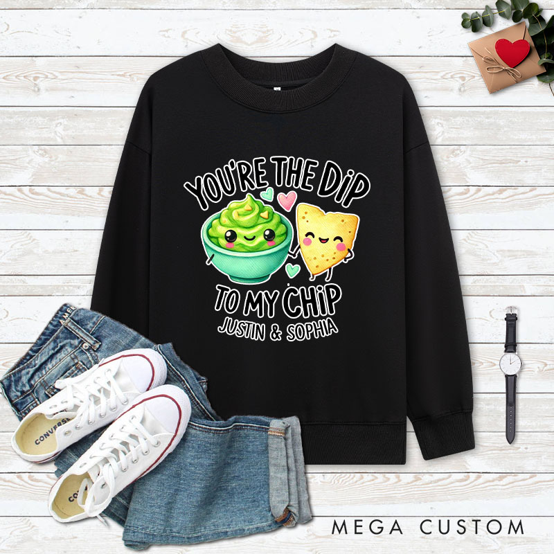Personalized Couple You’re the Dip to My Chip Matching Sweatshirt Couple Valentine's Day Sweatshirt for Husband Wife Boyfriend Girlfriend
