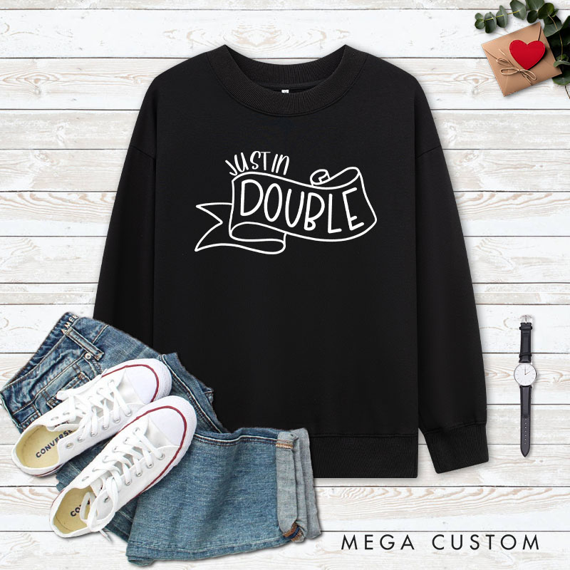 Personalized Couple Double and Trouble Matching Sweatshirt Couple Valentine's Day Sweatshirt for Husband Wife Boyfriend Girlfriend