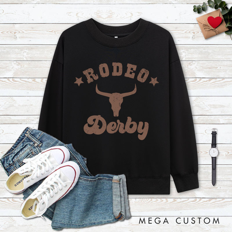 Personalized Couple Rodeo Bull Skull and Cowgirl Boot Matching Sweatshirt Couple Valentine’s Day Sweatshirt for Husband Wife Boyfriend Girlfriend