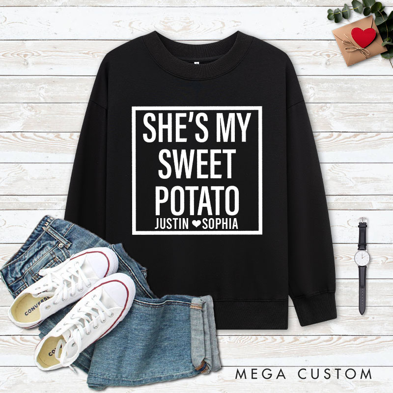 Personalized Couple She's My Sweet Potato and I Yam Matching Sweatshirt Couple Thanksgiving Sweatshirt for Husband Wife Boyfriend Girlfriend