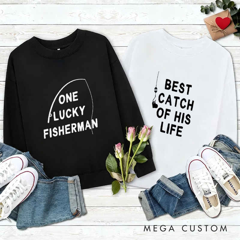 Personalized Couples Fishing Sweatshirts Fishing Matching Sweatshirts Couple Fishing Gifts Matching Gift for Fishing Lovers