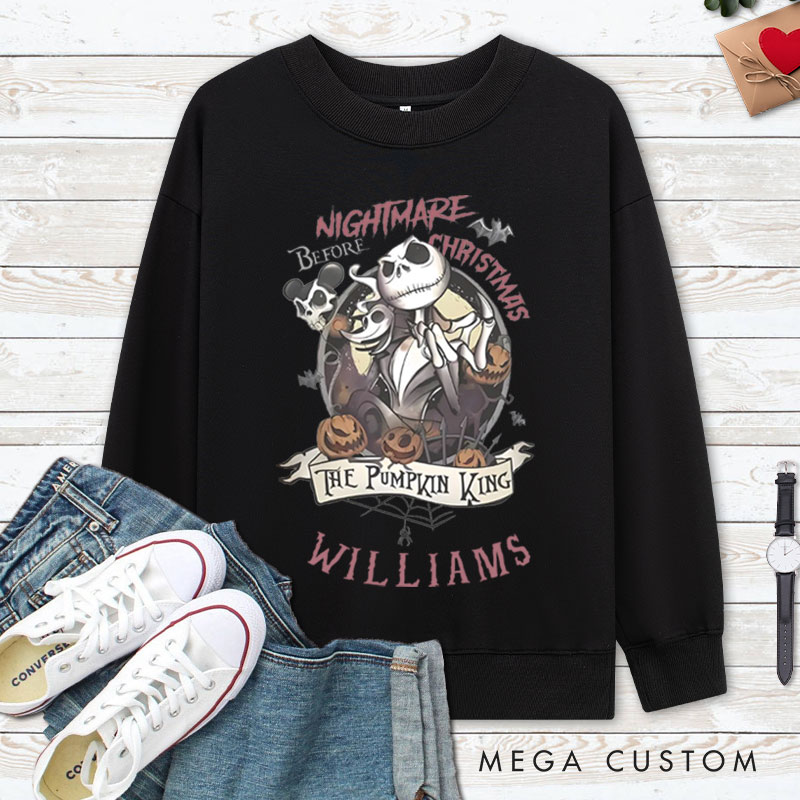 Personalized The Pumpkin King and Queen Halloween Couple Sweatshirt