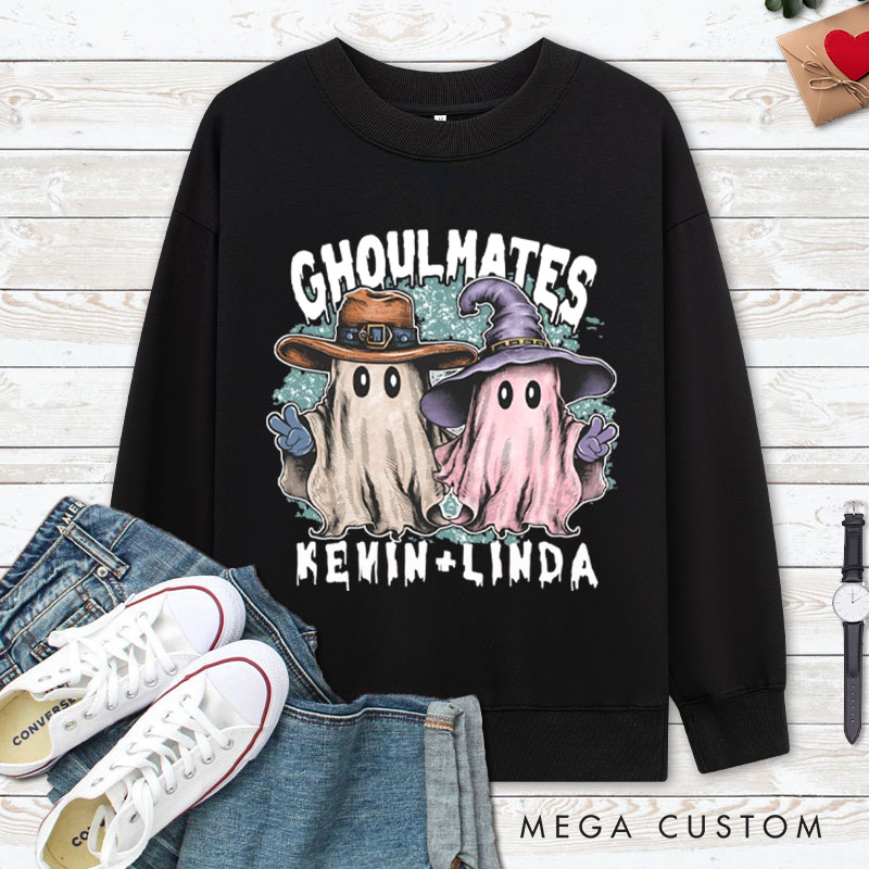 Personalized Ghoultmates Couple Ghost Halloween Couple Sweatshirt