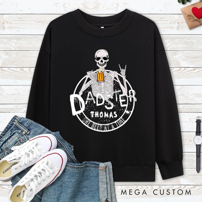Personalized Dadster and Momster Skeleton Couple Halloween Couple Sweatshirt