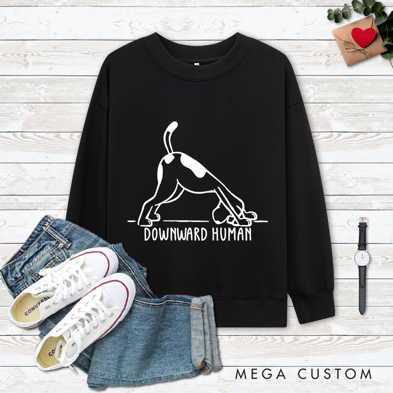 Personalized Funny Yoga Classic Ugly Sweatshirts with Downward Human Dog Design Yoga Lover Gift Perfect Gift for Yoga Lover