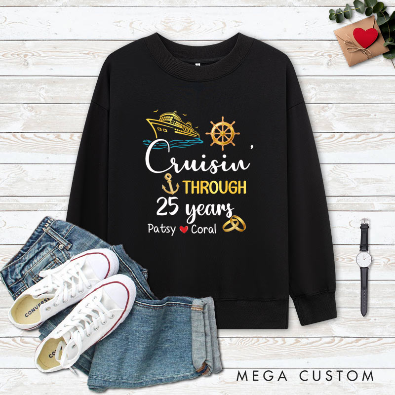 Personalized 25th Anniversary Sweatshirt 25 years Cruise Anniversary Outfits Couple Anniversary Gift Tops for Husband Wife