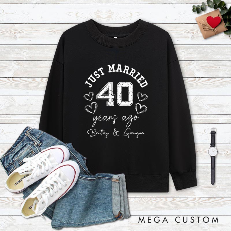 Personalized Couple 40th Anniversary Sweatshirt Just Married 40 Years Ago Outfit Anniversary Top for Wife Husband