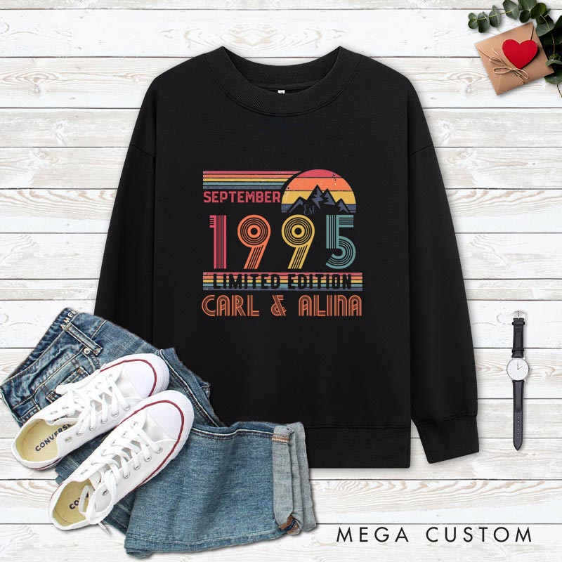 Personalized Couple 30th Anniversary Sweatshirt Limited Edition 1995 - Anniversary Retro Sweatshirt Wife Husband 30th Anniversary Top for Couple