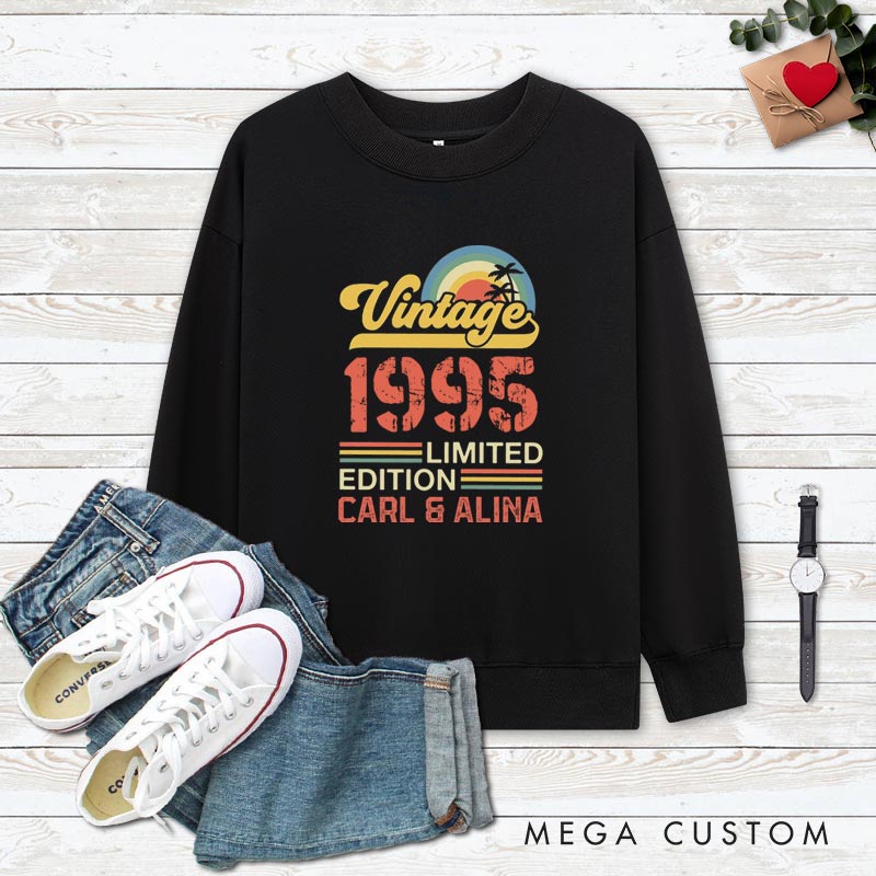 Personalized Couple 30th Cruise Anniversary Sweatshirt Vintage 1995 Limited Edition Anniversary Sweatshirt Retro Sunset Anniversary Outfit