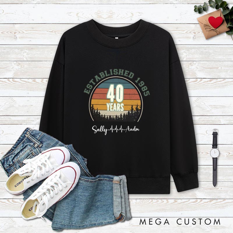 Personalized Couple 40th Anniversary Sweatshirt Established 1985 40th Years Anniversary Outfit Couple Anniversary Sweatshirt for Wife Husband