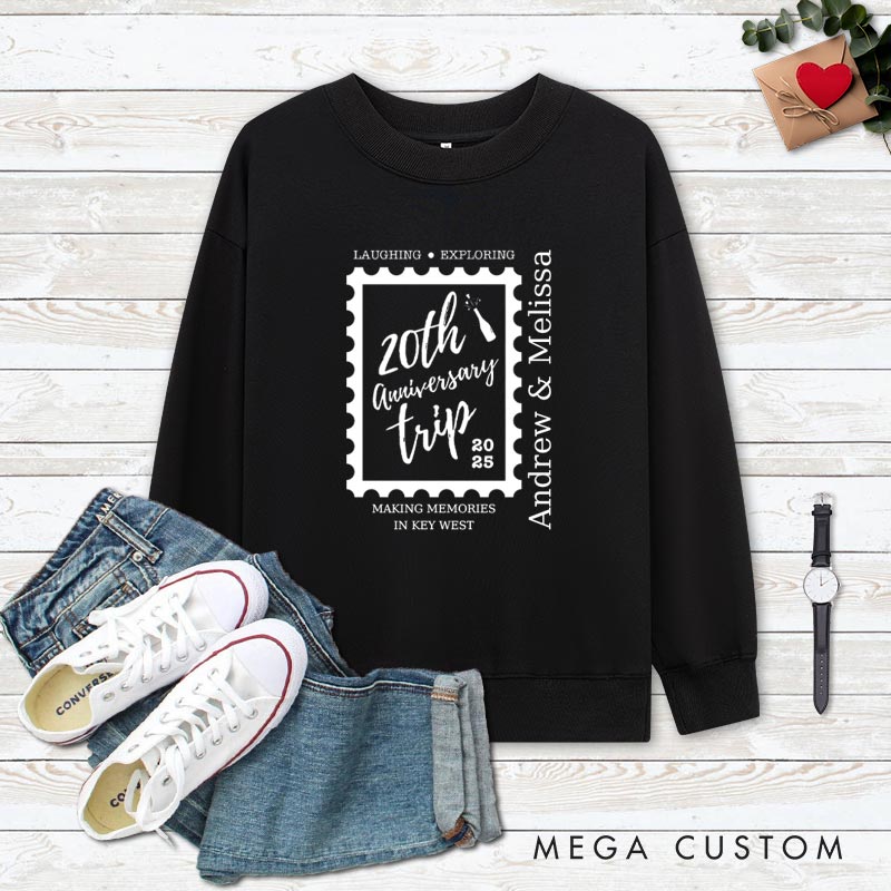Personalized Couple 60th Anniversary Sweatshirt 20th Anniversary Trip Key West Memories Outfit Couple Gift Sweatshirt for Husband Wife