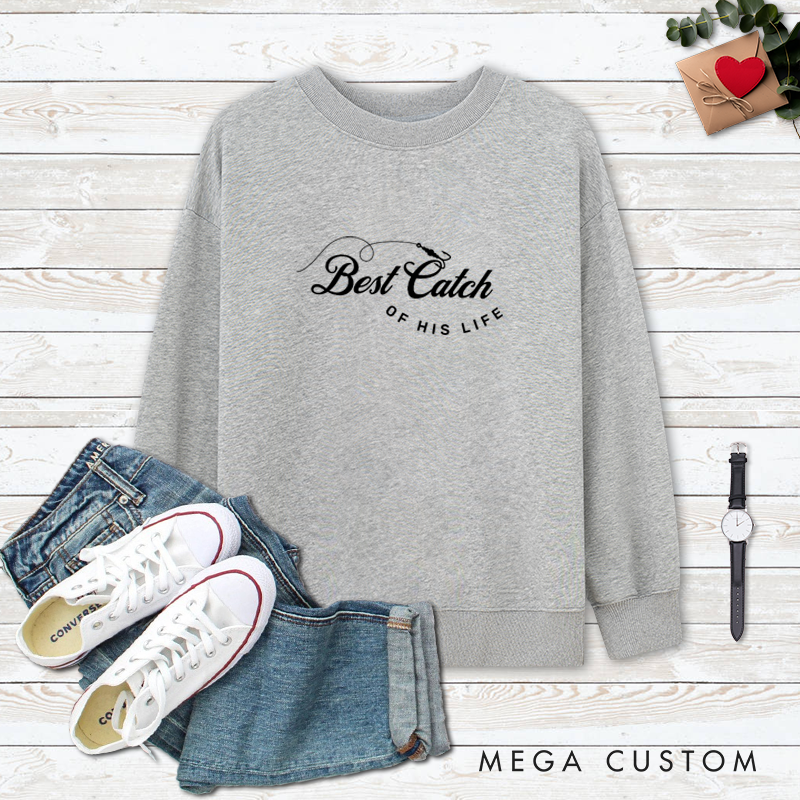 Personalized Couples Fishing Sweatshirts Couple Sweatshirts Fisherman Sweatshirts Gift For Husband His and Hers Bride and Groom Sweatshirts Matching Gift for Fishing Lovers