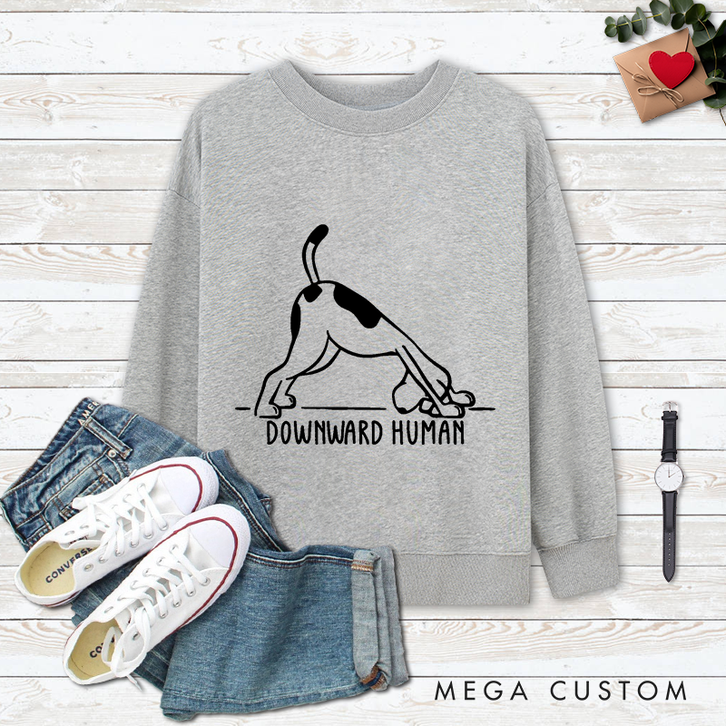 Personalized Funny Yoga Classic Ugly Sweatshirts with Downward Human Dog Design Yoga Lover Gift Perfect Gift for Yoga Lover