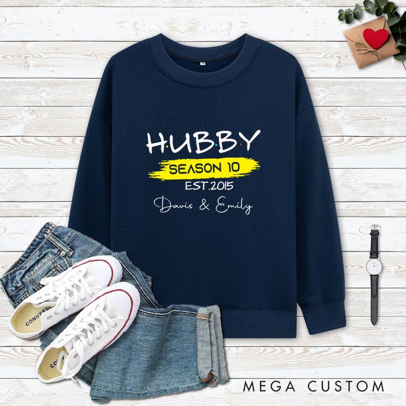 Personalized Couple 10th Anniversary Sweatshirt Hubby & Wifey Season 10 Anniversary Outfit for Couples Wife Husband Gift Sweatshirt
